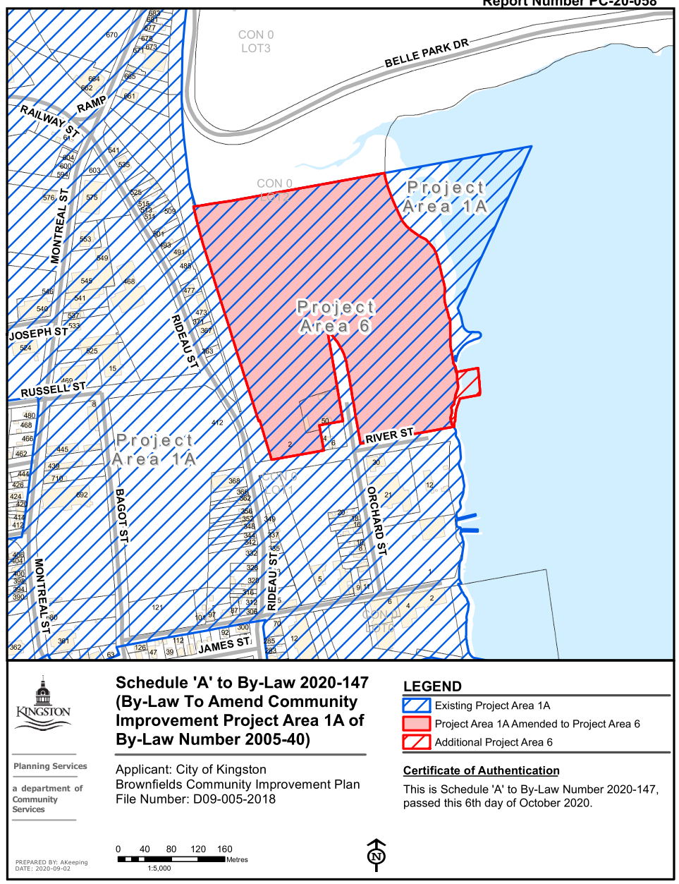 Map showing existing project are 1A, former project area 1A and additional project are 6