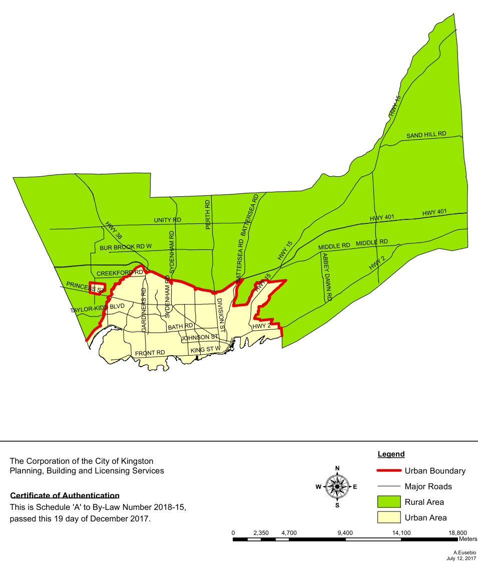 Map of the Urban and Rural Areas in Kingston