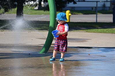 Boy at Franklin Street Splash Pad